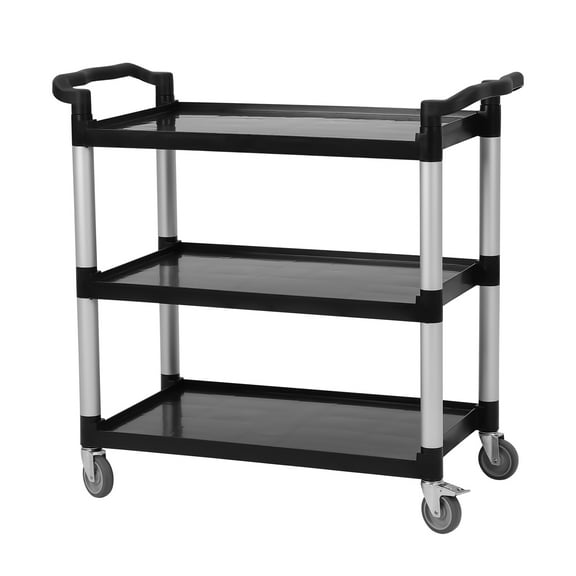 M optimized 360LB Capacity Utility Carts, 3-Tier Utility Service PP Cart with Wheels, Rolling Caster, Double-Sided Handle for Restaurant, Office, Garage
