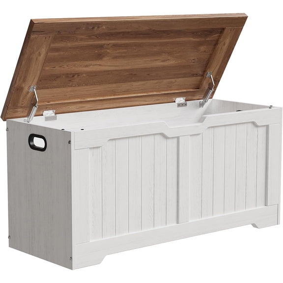 M optimized 39" Storage Bench, Farmhouse Storage Chest with 2 Safety Hinges, for Entryway, Bedroom, Living Room