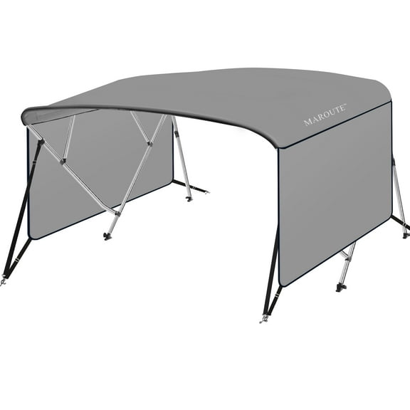 M optimized 4 Bow Bimini Top Boat Cover with 1” Aluminum Alloy Frame, Include 2 Straps, 2 Adjustable Rear Support Pole, Zippered Storage Boot, PU Coating Canvas