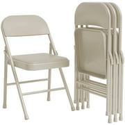 M optimized 4 Pack Folding Chairs, PU Upholstered Foldable Chairs with Metal Frame, Set of 4 Portable Chairs for Dining Room Living Room Office Camping, Hold Up to 350 Pounds