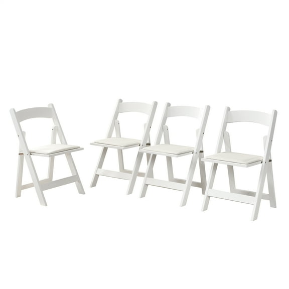 M optimized 4 Pack Folding Chairs with Padded Cushion, Foldable Chair with Solid Wood Frame, Indoor Outdoor Portable Upholstered Folding Chair for Kitchen