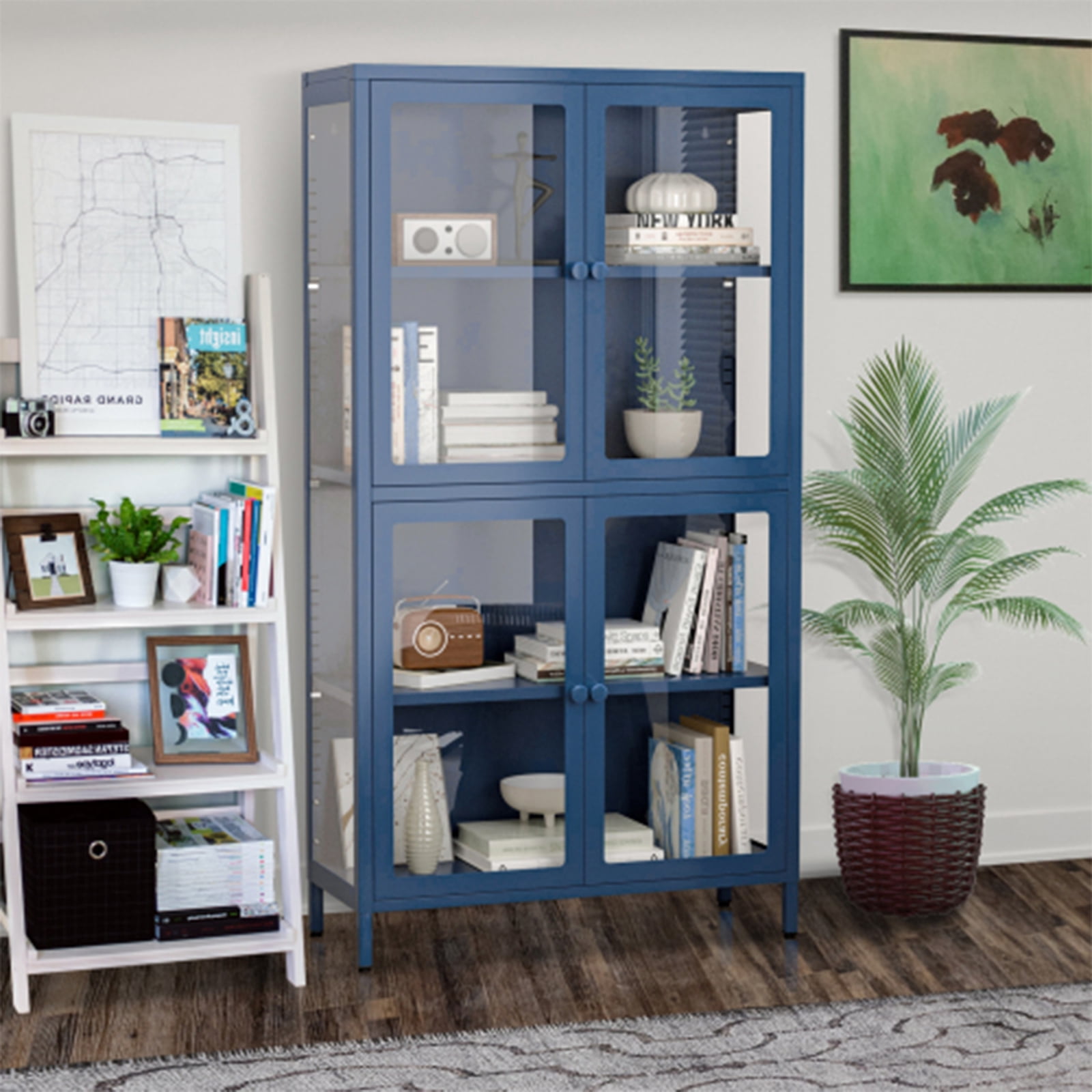 M optimized 4-Tier Storage Display Cabinet with Adjustable Shelves ...