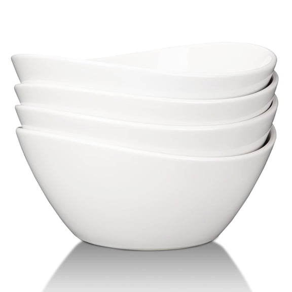 M optimized 42 Ounce Porcelain Bowls Set of 4 Pack Premium White Ceramic Bowls for Cereal, Soup, Salad, Pasta, Prep, Rice, Ice cream, Microwave & Dishwasher Safe