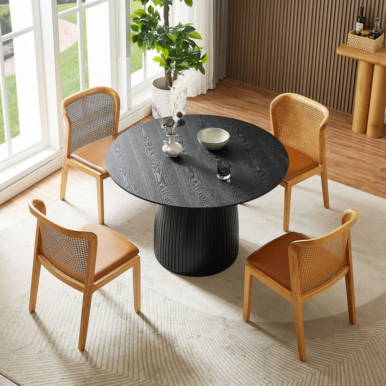 47.24 Round Dining Table Hokku Designs Color Black