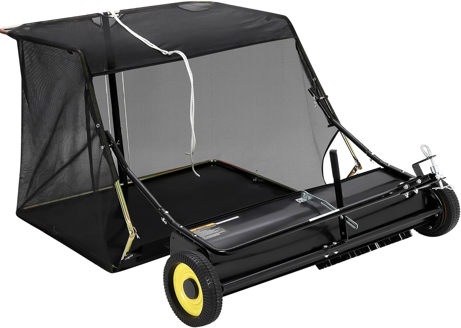 M optimized 48in/50in Tow Behind Lawn Sweeper Leaf Collector Sweeper with Adjustable Sweeping Height for Lawn Grass, Black