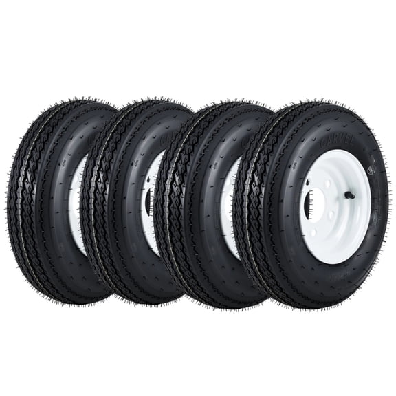 M optimized 4PCS Trailer Tires On Rim ST205/75D15 205/75/15, Load Range C, 6PR, 5 Lug 15 In. White Spoke Wheel, 5 On 4.5" Durable Trailer Tire Travel/Camper/Utility/Boat