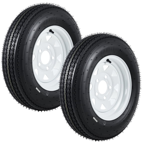 M optimized 5.30-12 Trailer Tire & Wheel Assembly, 6-Ply Load Range C, 5-Lug 4.5" PCD, White Spoke Rim, for Boat & Motorcycle Trailers