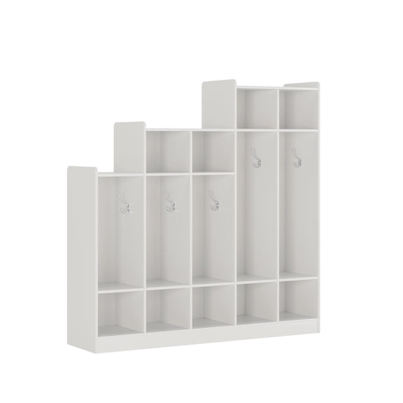 M optimized 5-Section Classroom Coat Locker with 9 Cubbies, Cubby Storage Organizer with 10 Hooks for Home, School, Nursery, Kindergarten