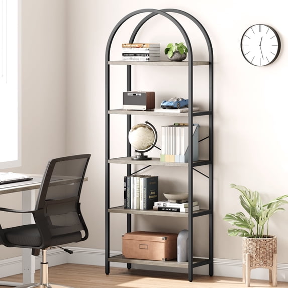 M optimized 5 Tier Bookcase Bookshelf Arched Display Racks Tall Standing Bookshelves with Metal Frame Open Storage Rack Book Shelf for Bedroom Living Room Home Office