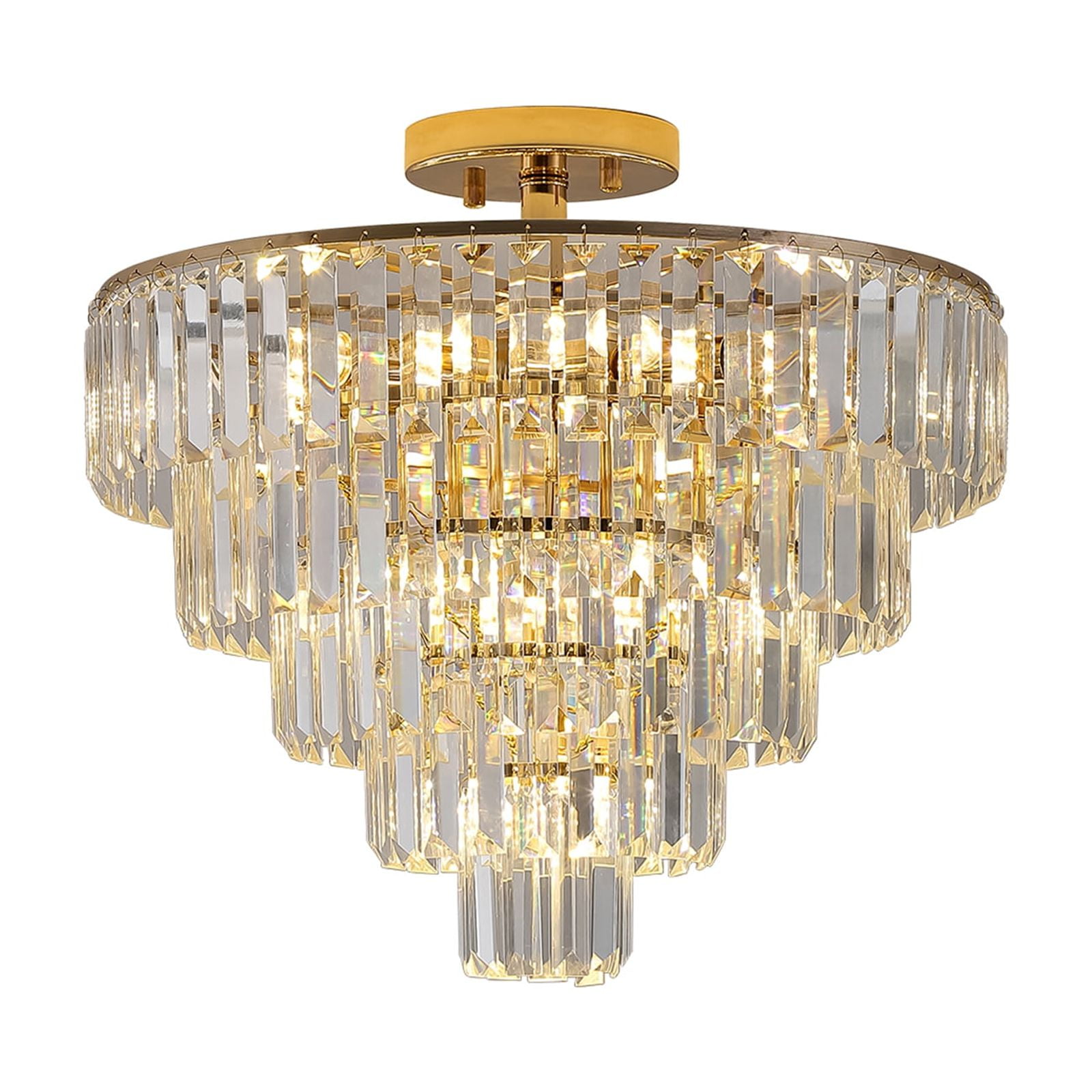 M optimized 5-Tier Crystal Chandelier 10-Light Ceiling Lights Modern Flush Mount Chandeliers Fixture for E12 Bulbs, for Bedroom Living Room Bar Hallway