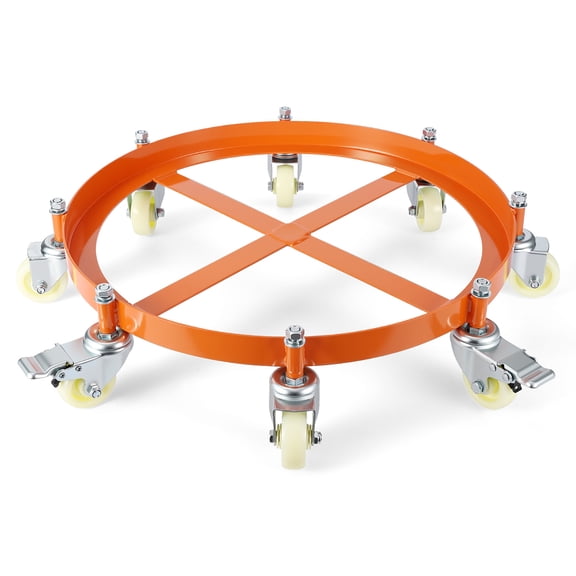 M optimized 55-Gallon Drum Dolly 2000lbs Steel Barrel Cart with Cross Braces & 8 360° Swivel Casters for Warehouse, Outdoor Fire Pit & Plant Pot Handling