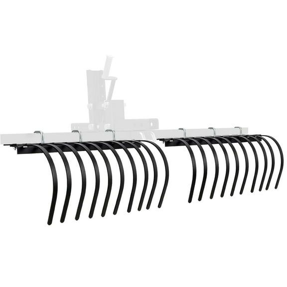 M optimized 60" Landscape Rake Fits for Tractor/ATV/UTV, Heavy Duty Rock Rake 20 Tines, Pine Straw Rake for Removal of Rock, Grass Clumps and Debris, Prep for Seeding, Black
