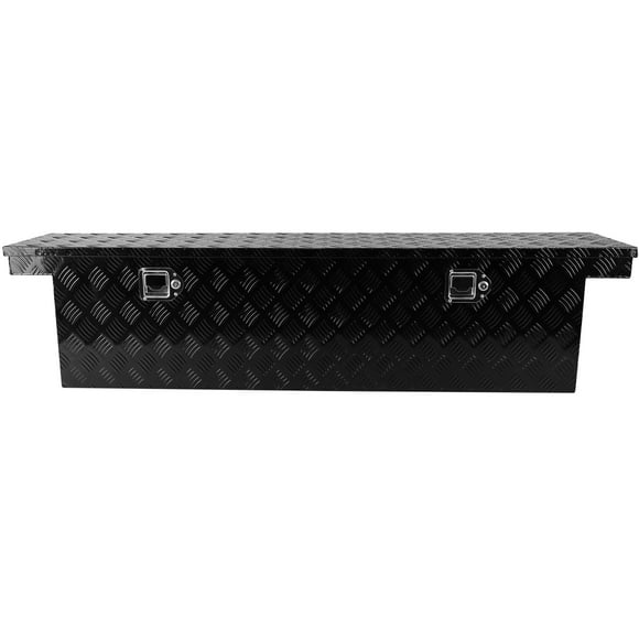 M optimized 60" Tool Box, Heavy-Duty Aluminum Stripes Plated Truck Bed Box, Anti-Weather Toolbox with Lock for Truck RV ATV Trailer, Black