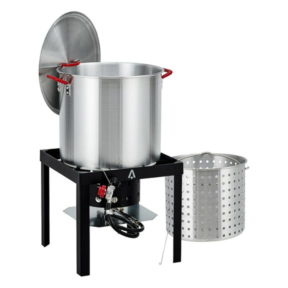 M optimized 60QT Outdoor Seafood Boil Kit, 11,0000 BTU Aluminum Seafood Boil Pot, with Strainer Basket, Propane Stove Burner for Outdoor Cooking Seafood Crawfish, Crab, Shrimp