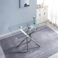 thumbnail image 1 of M optimized 63" Glass Dining Table for 6 Person, Modern Rectangular Tempered Glass Kitchen Table with Chrome Metal Legs for Dining Room Living Room, 1 of 5