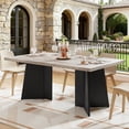 thumbnail image 1 of M optimized 63" Wooden Dining Table for 6-8 People, Kitchen Table with Extra Thickened Tabletop & Heavy Duty Base Legs, Modern Rectangular Dinner Table for Kitchen, Conference Room, Home, 1 of 7