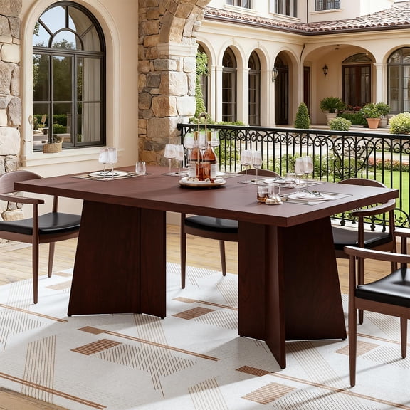 M optimized 63" Wooden Dining Table for 6-8 People, Kitchen Table with Extra Thickened Tabletop & Heavy Duty Base Legs, Modern Rectangular Dinner Table for Kitchen, Conference Room, Home