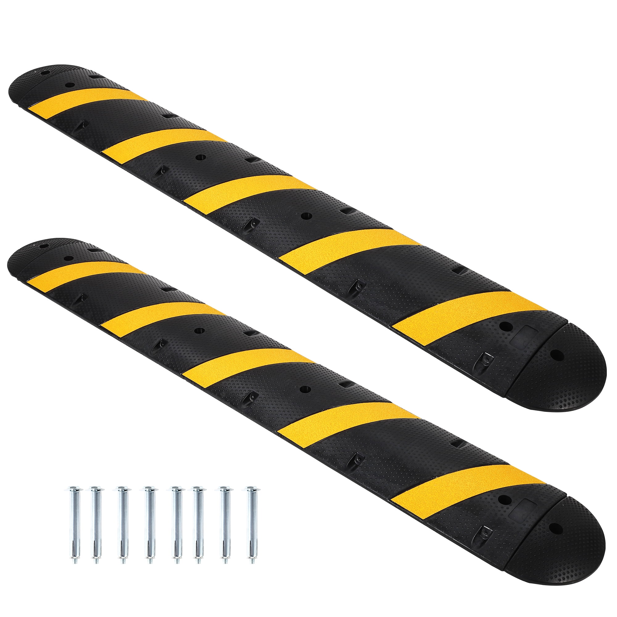 M optimized 6FT Rubber Speed Bump with Caps, Protector Ramp, 22000 LB ...