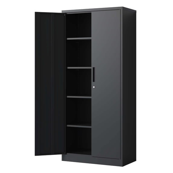 M optimized 71" Metal Storage Cabinet with 2 Doors and 4 Adjustable Shelves, Locks, 2 Keys Lockable Garage Cabinet, Storage Cabinet for Office, Garage, School