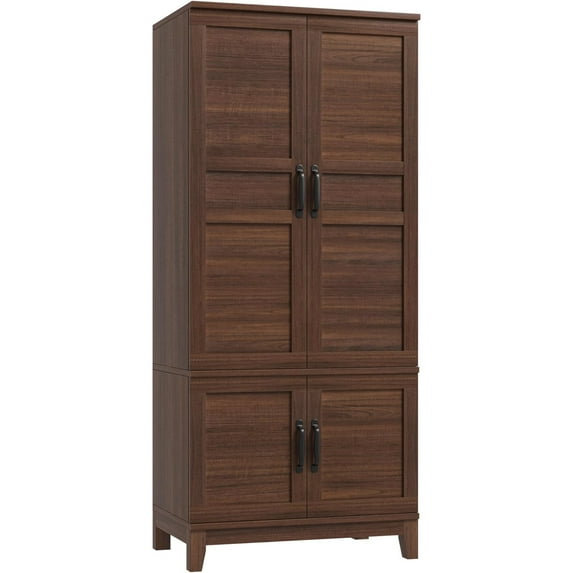 M optimized 72" Armoire Wardrobe Closet, Wooden Wardrobe Cabinet with with 4 Doors, Hanging Rod, Freestanding Tall Clothing Armoire Cabinet with Adjustable Shelves for Bedroom, Clothes
