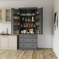 thumbnail image 1 of M optimized 77" Tall Freestanding Kitchen Pantry Large Storage Cabinet with 3 Drawers, 3 Adjustable Shelves, 8 Door Shelves for Kitchen, Dining Room, Living Room Bedroom Storage, 1 of 9