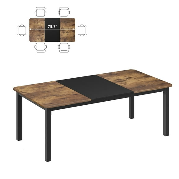 M optimized 78.7" Long Dining Table for 6~8 People, Industrial Kitchen Table, Wood Dinner Table, Kitchen & Dining Room Table, Rectangle Dining Room Table for 6 Ideal for Dinner Or Meeting