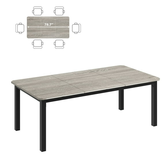 M optimized 78.7" Long Dining Table for 6~8 People, Industrial Kitchen Table, Wood Dinner Table, Kitchen & Dining Room Table, Rectangle Dining Room Table for 6 Ideal for Dinner Or Meeting