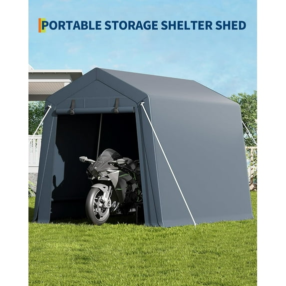 M optimized 7x10ft Outdoor Portable Storage Shed w/ Roll-Up Door & Vent, 240G Heavy-Duty Shelter Waterproof PE Tarp, UV-Resistant Storage Sheds for Motorcycle, Firewood, Garden and Tools