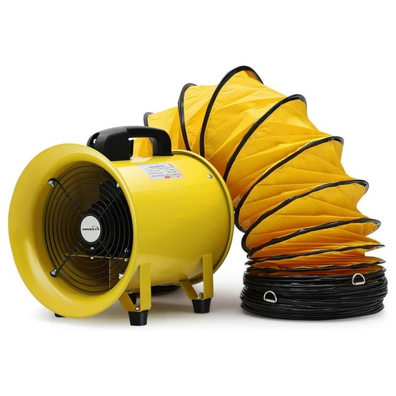 M optimized 8" Portable Utility Blower Fan - 195W, 1070 CFM, Heavy Duty Exhaust Fan with 16.4 FT Duct Hose, Yellow