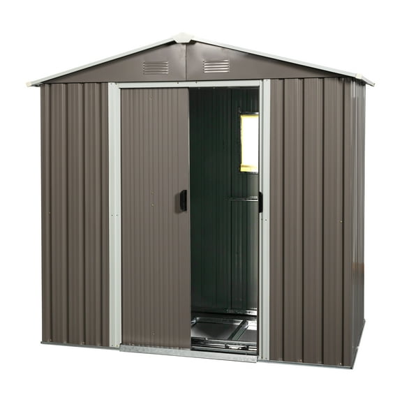 M optimized 8 x 4 FT Metal Tool Storage Shed with Sliding Doors Padlock Large Space Outdoor Storage Garden House for Bike Trash Machine