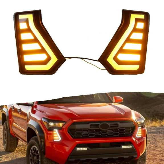 M optimized A Pair LED DRL Daytime Runnning Lamp Turn Signal Fog Lights Compatible for Toyota Tacoma 2024 2025