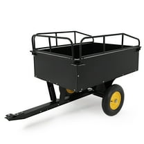 M optimized ATV Trailer Dump Cart Pull Behind, 750 LB Capacity, 15 Cu.Ft, Heavy Duty Steel Utility Trailer for Lawn Tractor with Raised Side Rails, Lawn Carts Tow Behind for Garden Yard