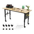 thumbnail image 1 of M optimized Adjustable Height Workbench, Rolling Garage Work Benches with Pegboard Hooks 4 Outlet 2 USB Ports, Heavy Duty Working Table on Wheels, 5 Heights, 2000LBS, 1 of 6