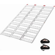 M optimized Aluminum Loading Ramps, 1500 lbs Tri-Fold Foldable Ramps for Pickup Trucks Bed, Trailers Ramp with Load Straps for Motorcycles, ATV/UTV, Lawn mowers, Tractors