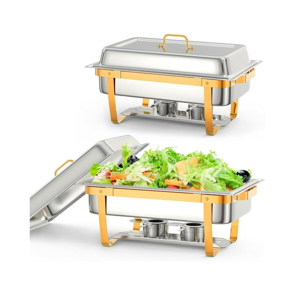 M optimized Chafing Dishes for Buffet, 8 QT Stainless Steel, Food Warmers for Parties Buffet with Folding Frame, Chafing Dish Buffet Set for Party, Catering Supply, Banquet