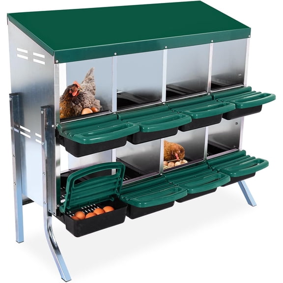 M optimized Chicken Nesting Box, 8/10 Compartments Nesting Boxes for Chickens, Chicken Laying Boxes, Roll Away Nesting Box for Chickens Laying Egg with Lid Cover to Protect Eggs