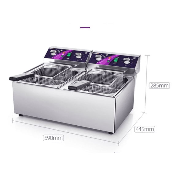M optimized Commercial Electric Deep Fryer With Dual Tank, Professional Electric Countertop Deep Fryer Stainless Steel 3600W for Restaurant