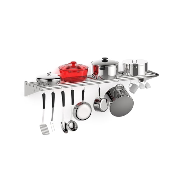 M optimized Commercial NSF Stainless Steel Shelf Wall Mount Floating Hanging Rack for Storage and Organization with S Hooks for Home Kitchen, Restaurant & Hotel