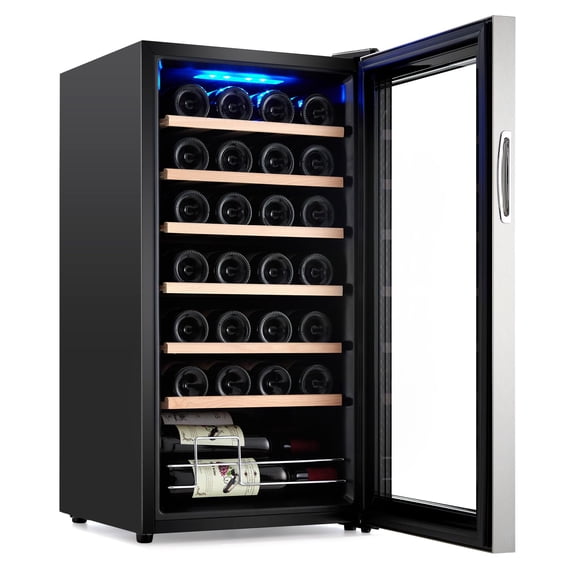 M optimized Compressor Wine Cooler, Freestanding Beverage Refrigerator, Wine Cellar with Adjustable Temp Control for Home Office Hotel Bar, 14/18/28 Bottle