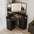 thumbnail image 1 of M optimized Corner Vanity Desk, Vanity Table with Lighted Mirror, Fluted Makeup Desk with Drawers and Cabinets, Dressing Table with Charging Station for Bedroom, 1 of 6