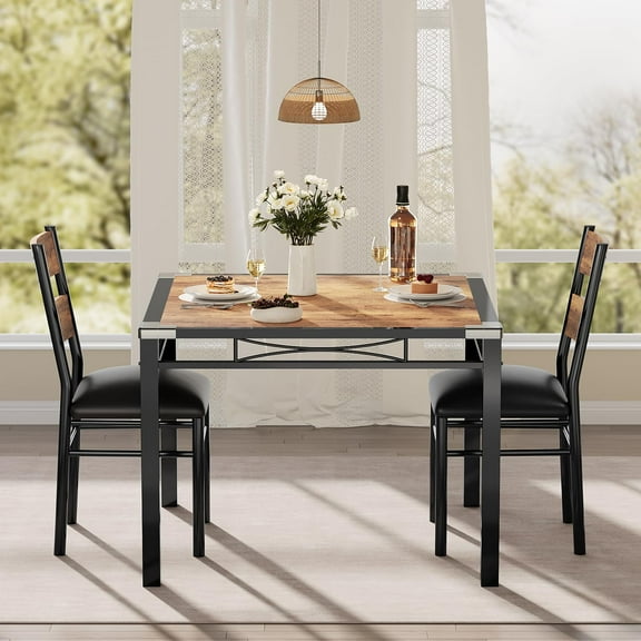 M optimized Dining Table Set for 2/4, Wood Kitchen Table with Upholstered Chairs, Kitchen Table Chairs Set w/Collision Angle for Small Space, Dining Room, Apartment