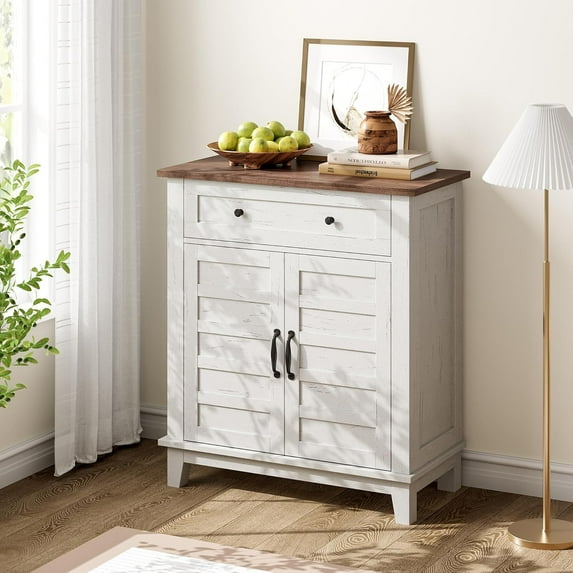 M optimized Farmhouse Storage Cabinet 3-Tiers Adjustable Shelf, Kitchen & Dining Room Organizer, Multi-Functional Entryway Cabinet