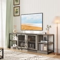 thumbnail image 1 of M optimized Farmhouse TV Stand for 75/80 Inch TVs, Industrial Entertainment Center with Double Mesh Doors and Storage Cabinet, Rustic Media Console Table for Living Room, Grey, 1 of 9