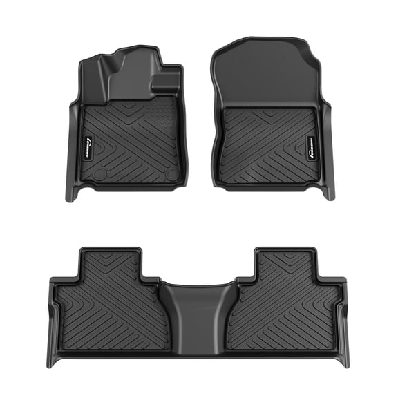 M optimized Floor Mats for ToyotaTundra 2014-2021 Crew Max Cab, TPE All Weather Vehicle Specific Fit Front 1st & 2nd Row Car Floor Liner Accessories