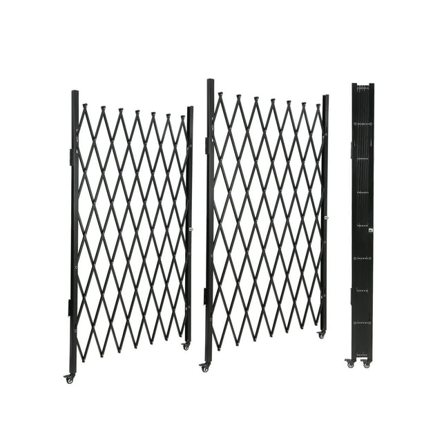 M optimized Foldable Security Gate, Aluminum Expandable Fence Portable Safety Barrier with Casters Retractable Driveway Gates 360°Rolling Barricade Gate Mobile Barricade Safety Barrier