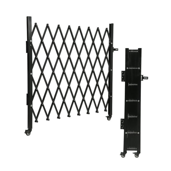 M optimized Foldable Security Gate, Aluminum Expandable Fence Portable Safety Barrier with Casters Retractable Driveway Gates 360°Rolling Barricade Gate Mobile Barricade Safety Barrier