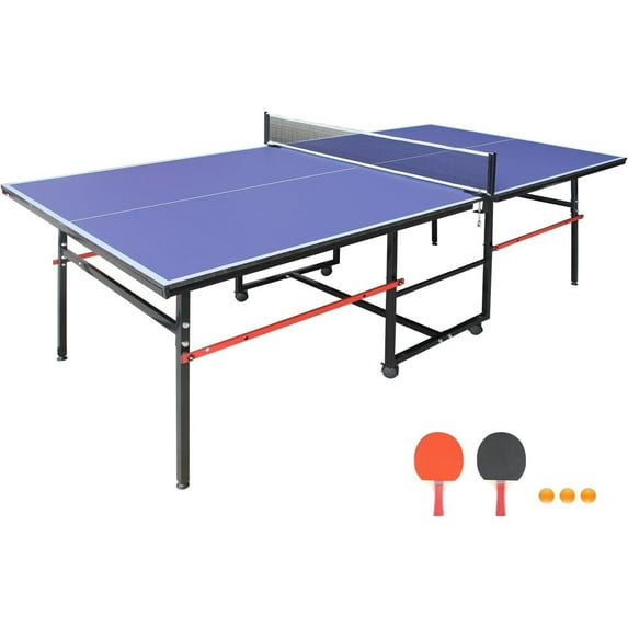 M optimized Folding Rolling Table Tennis Table Indoor Ping Pong Table with Net Professional Outdoor Table Tennis Tables with 4 Wheels for Easy Movement, Single Player Playback Mode