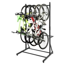 M optimized Freestanding Bike Rack for 5 Bicycles, Vertical Bike Rack with 300 Lbs Capacity, Adjustable Height Indoor Bike Storage Rack, Black