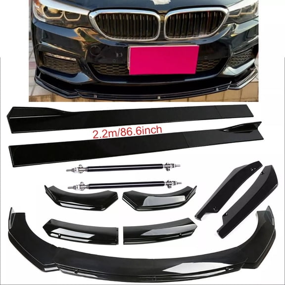 M optimized Front Bumper Lip Spoiler Splitter+Side Skirts+Rear Lip, 4PCS Set