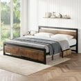 thumbnail image 1 of M optimized Full/Queen/King Size Bed Frame with Wooden Headboard, 14 inch Full Metal Bed Platform No Box Spring Needed with Heavy-Duty Steel Slat, Easy to Assemble Noise Free, Rustic Brown, 1 of 7